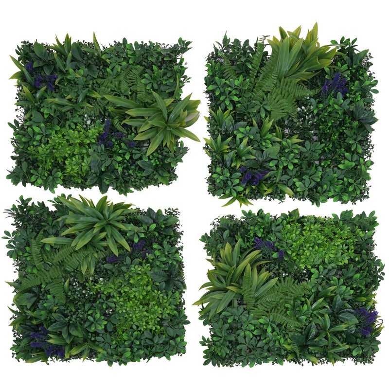 Panel ścienny HWC-O95, liście zielone, fioletowe kwiaty