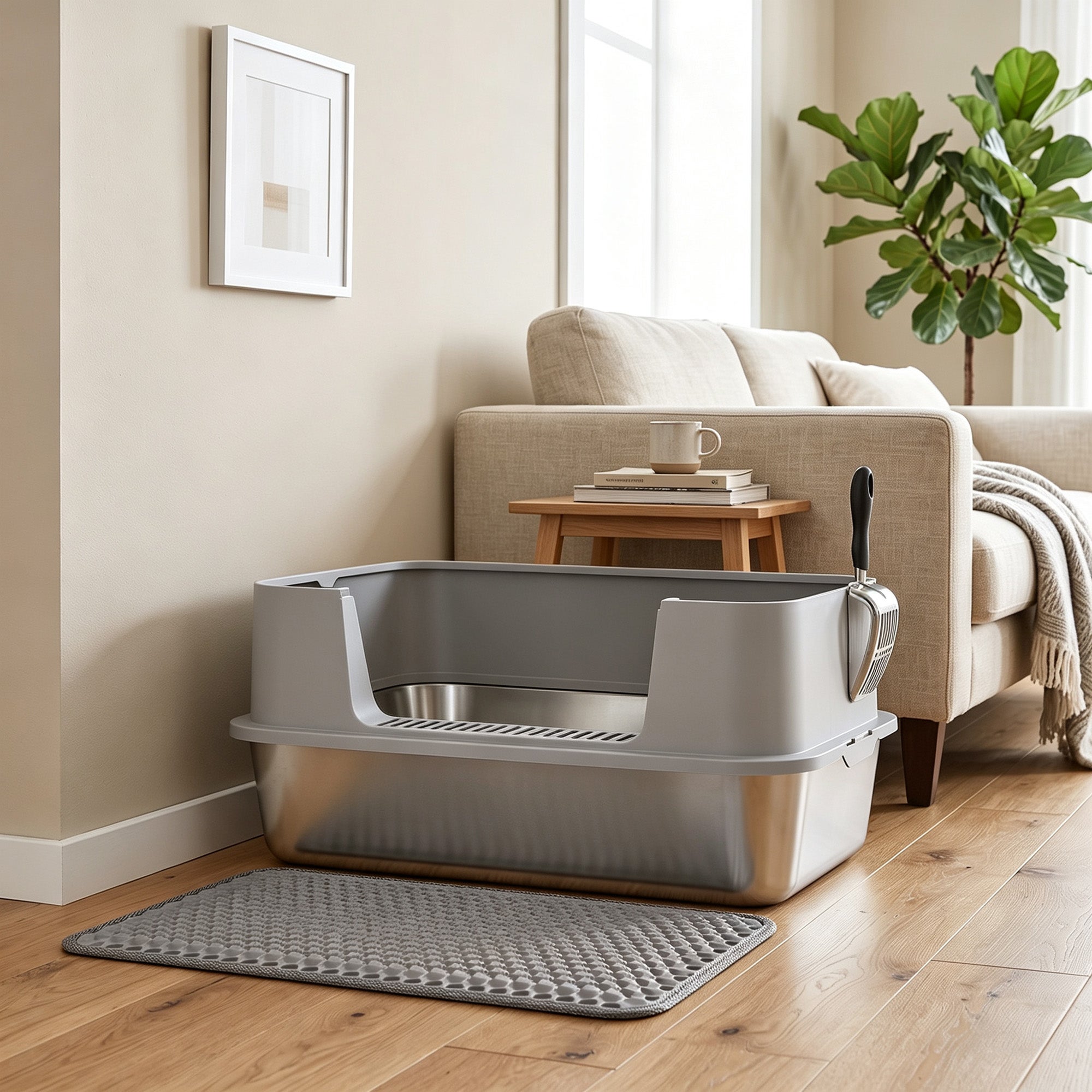 Pawhut Arenero Para Gatos Acero Inoxidable, Pp 60.2X40.2x29.5 Cm Gris Acero Inoxidable, Leroy Merlin