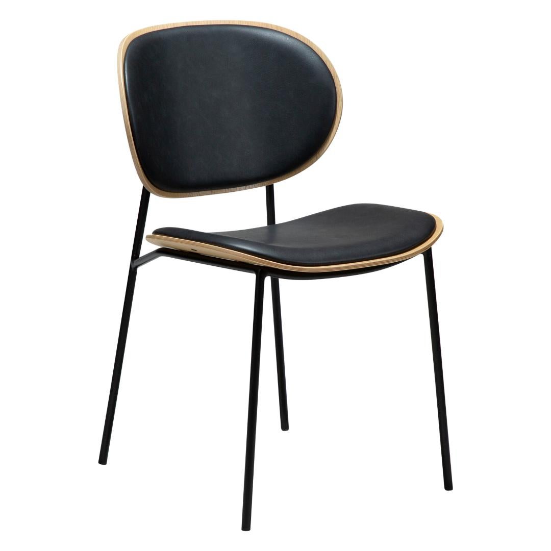 Clementina Dan-Form krzesło stołowe fornir dąb, PU skóra sztuczna czarny.