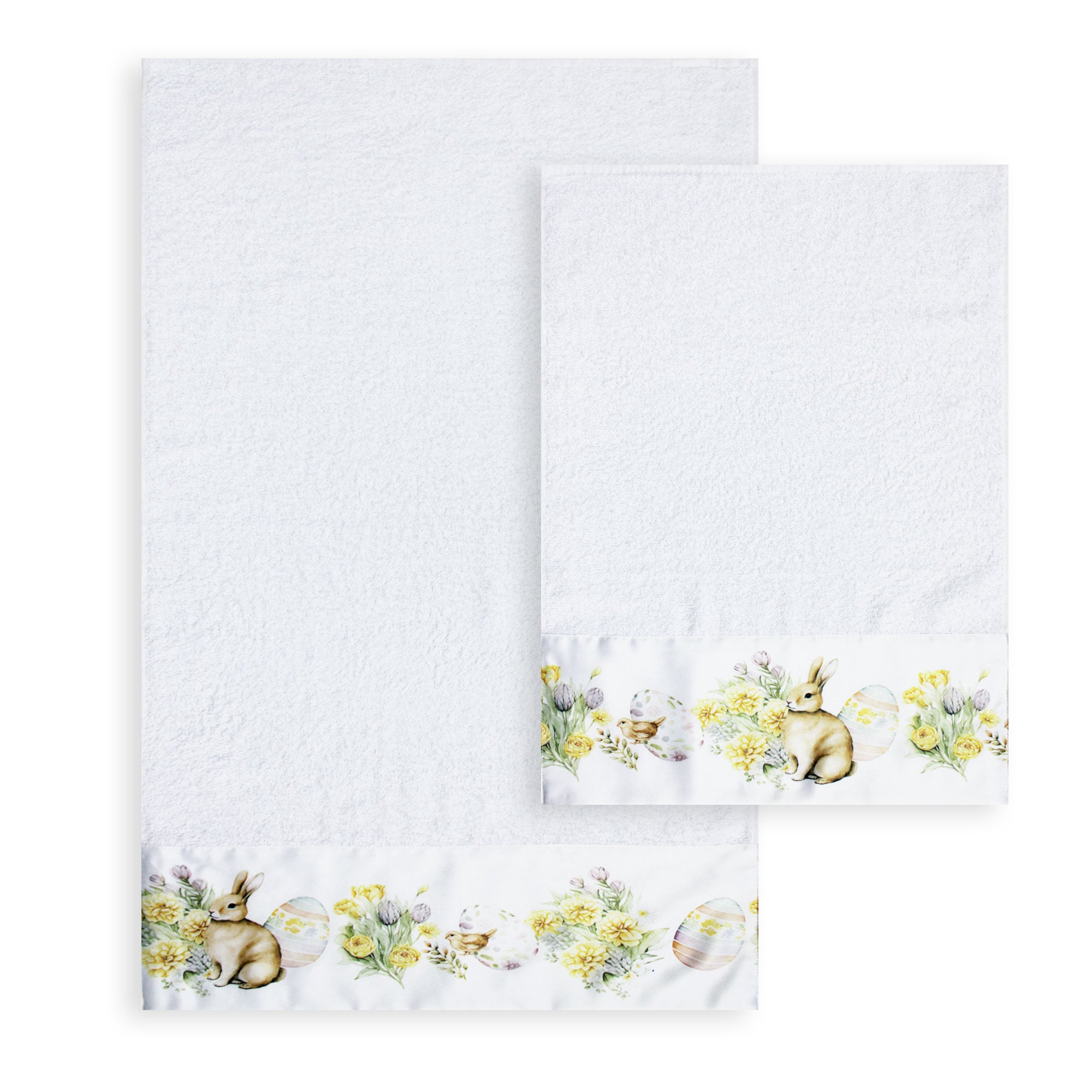 Set D'essuie-mains De Pâques Nada Home – 100% Coton Hydrophile – 2 Pièces (55x105 Cm Et 40x55 Cm) – Motif Floral