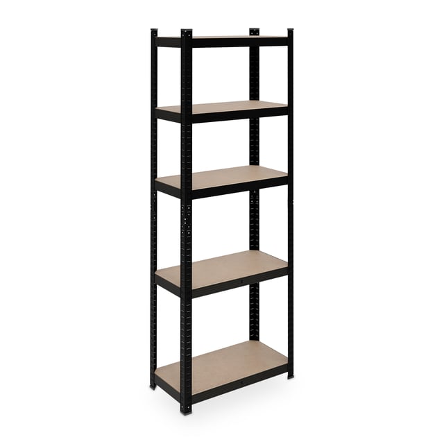 Relaxdays Étagère à charge lourde, HxLxP : 180x60x30 cm, jusqu’à 500 kg, 5 niveaux, cave, garage, stockage, acier, noir
