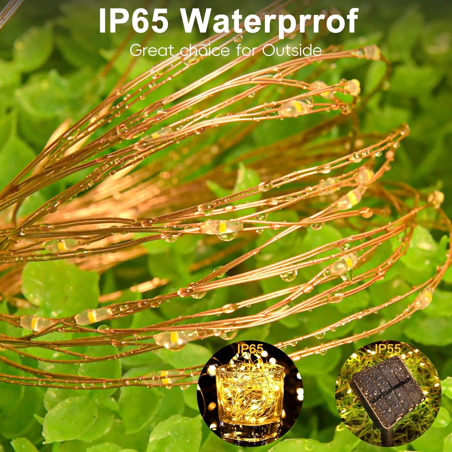 Guirnalda de luces solares, 10 m, 100 LED, 8 modos, protección IP65 ...
