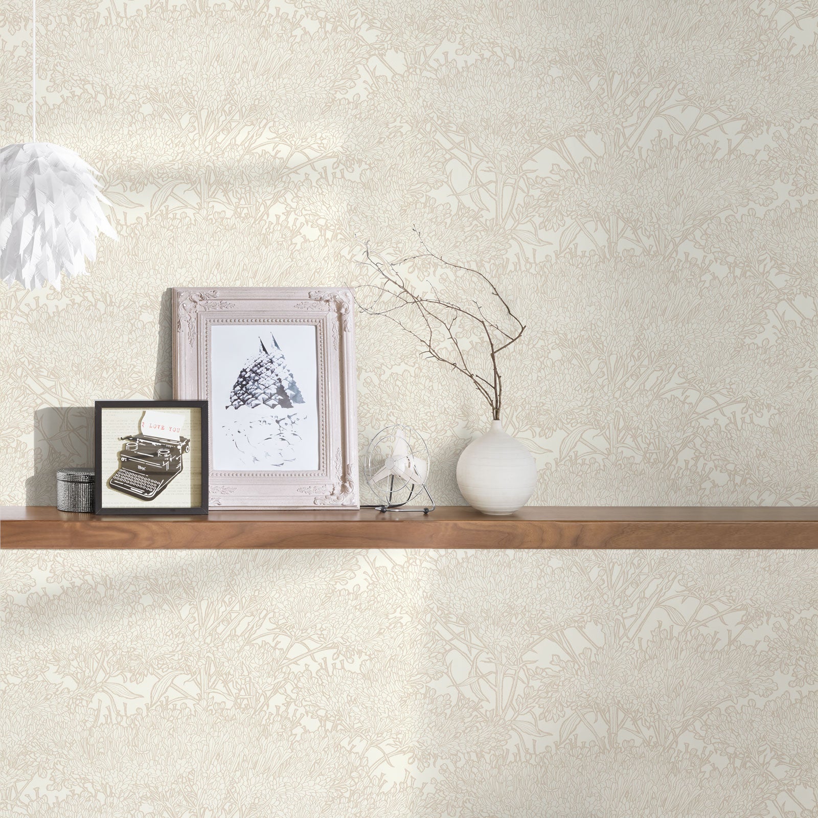 Papel pintado beige con estampado marrón papel pintado árboles y pájaros estilo palmera y selva papel pintado con dibujos elegantes