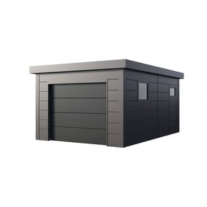Garage en acier de 19,3 m² anthracite avec porte sectionnelle - TELLURIA 3654