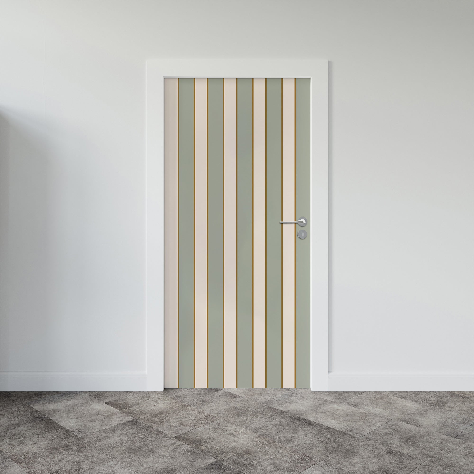 Vinilo para puerta, rayas modernas verdes vintage, 204 cm x 83 cm