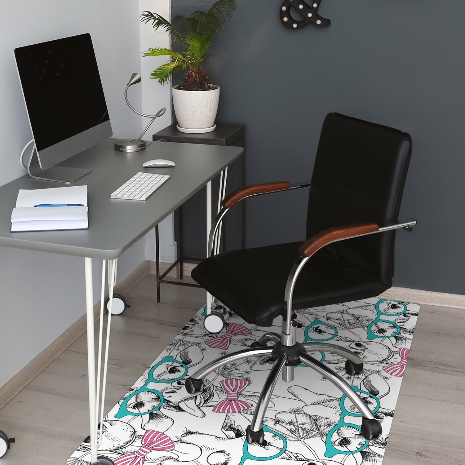 Mata pod fotel biurowy, Pojedynczy kolor drewniane deski tło 120x90 cm – Tulup - 4
