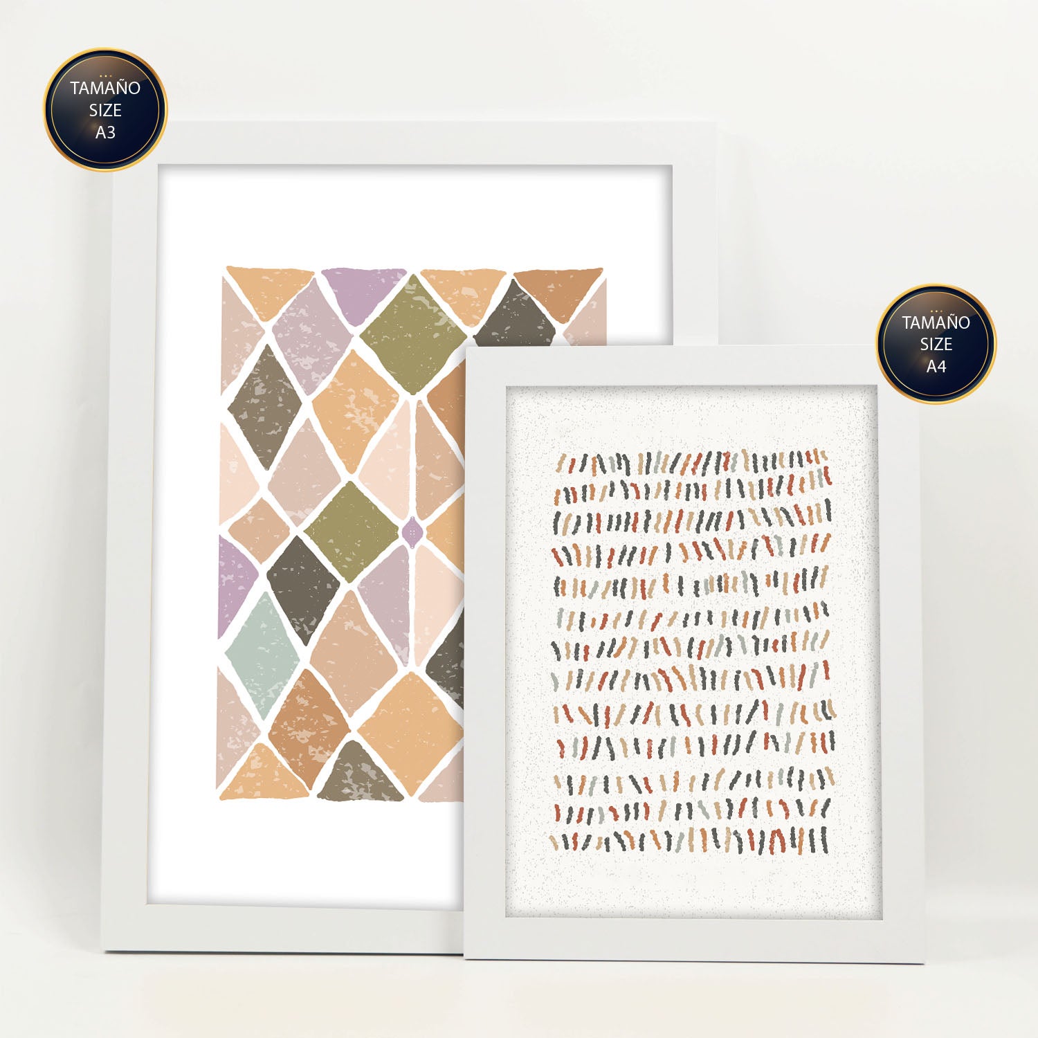 Nacnic Ensemble 6 Impressions De Motifs Dans De Style Ethnique Cadre Décoratifs Pour Votre Chambre Maison Impression A4 A3 Avec Des Cadre Blanc - 2