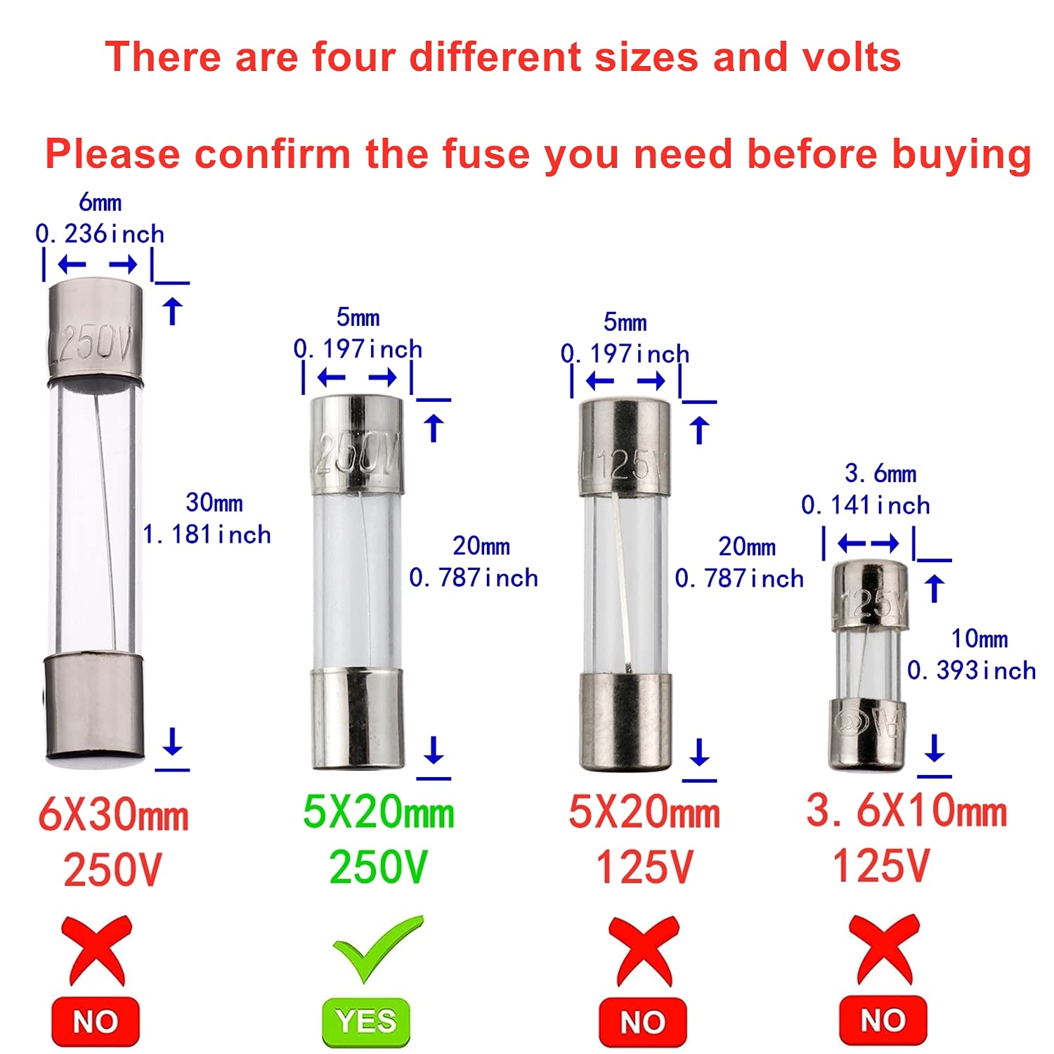 10pcs F8AL250V 8A 250V Fast Blow Fuse Acting 8 Amp Quick Blow Glass Fuse 5X20mm