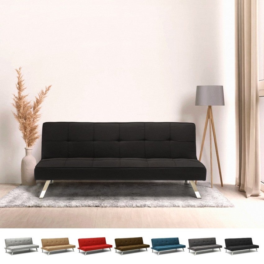 Modus Sofá Modus Sofá Sofá Cama De Tejido 2 Plazas Diseño Moderno Gemma Clic-Clac, Negro , Leroy Merlin