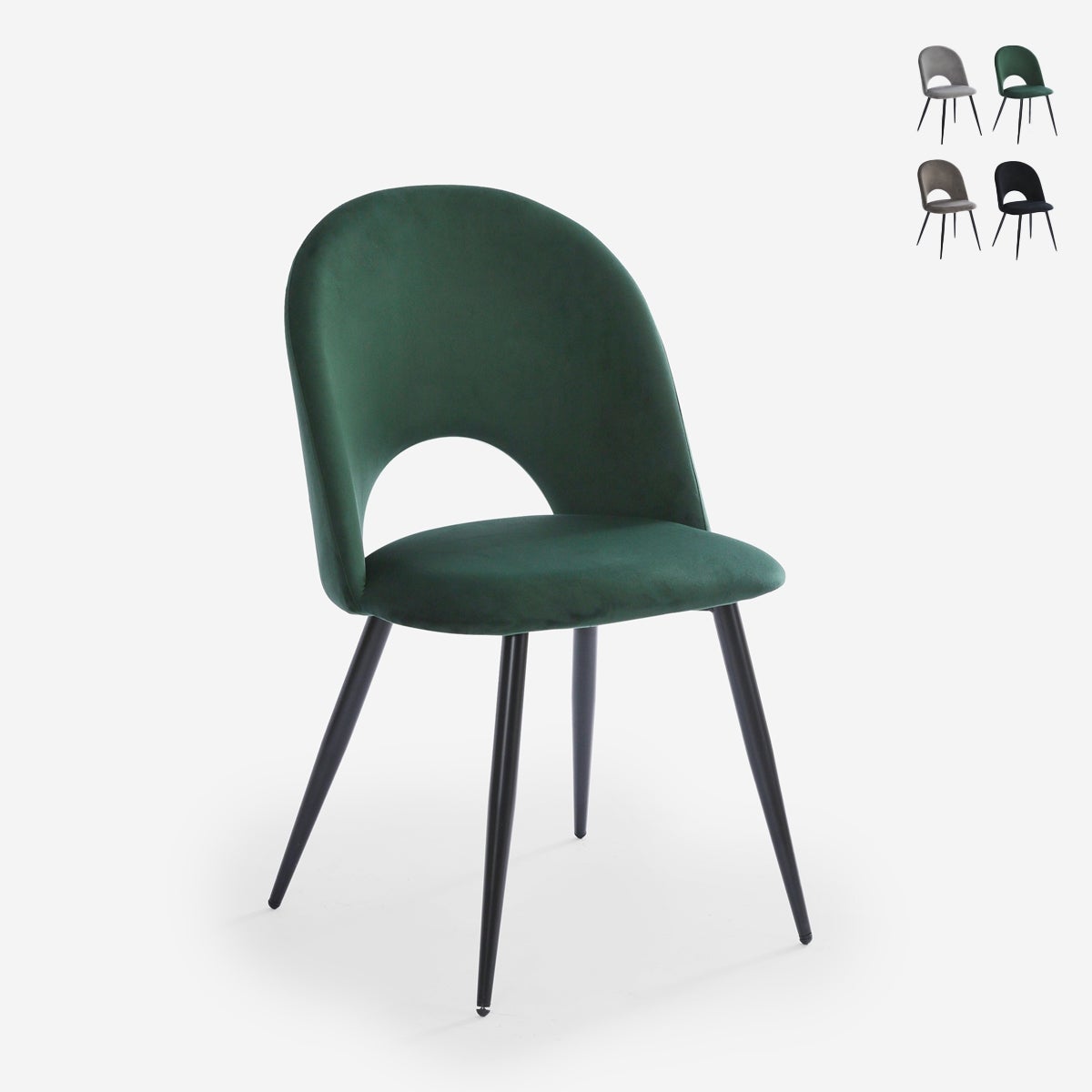 Chaise Rembourrée Avec Dossier Gris - TIKI - 11