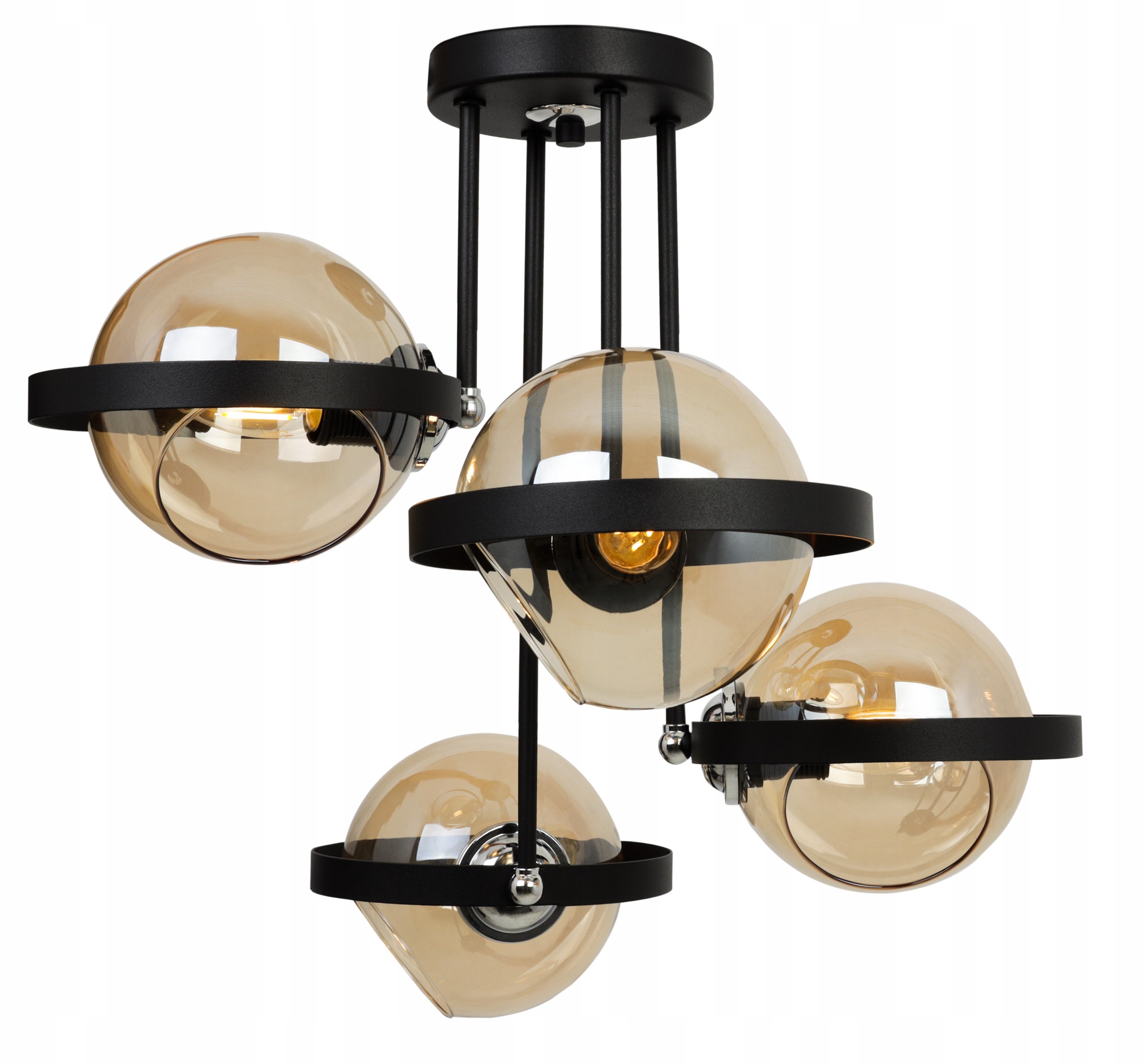 Lampa sufitowa wisząca modern 4xE27 klosz okrągły czarny/miodowy Light Home LH - 8