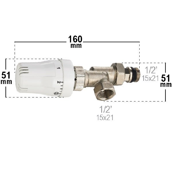 Robinet de Radiateur Thermostatique Equerre Inversé 15x21 (1/2) NOYON & THIEBAULT - 4