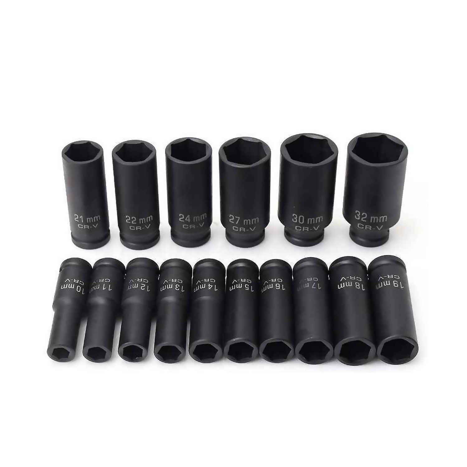 Jeu De 16 Douilles Longues 1/2 Pouce - Chrome-Molybdène, Tailles 10 à 32 Mm - Pour Visseuse à Choc Et Outils Pneumatiques