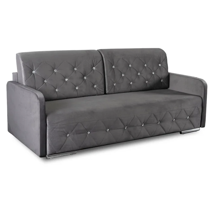 Sofa Kanapa Rozkładana z Funkcją Spania Wersalka Glamour Szara VIVO