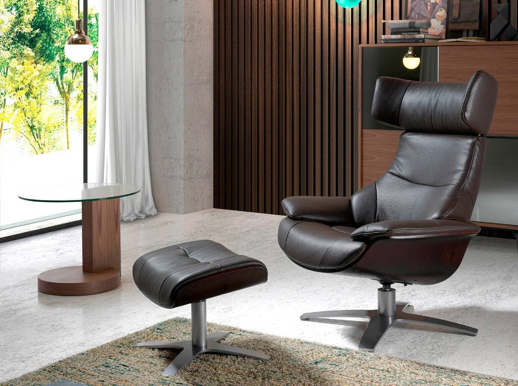 Repose-pieds pivotant cuir et pieds acier inoxydable Alavy-Couleur Aqua ...