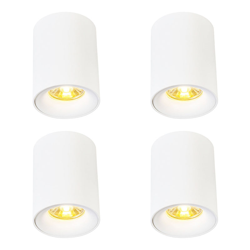 Zestaw 4 nowoczesnych reflektorów natynkowych białe GU10 50mm - Ronda