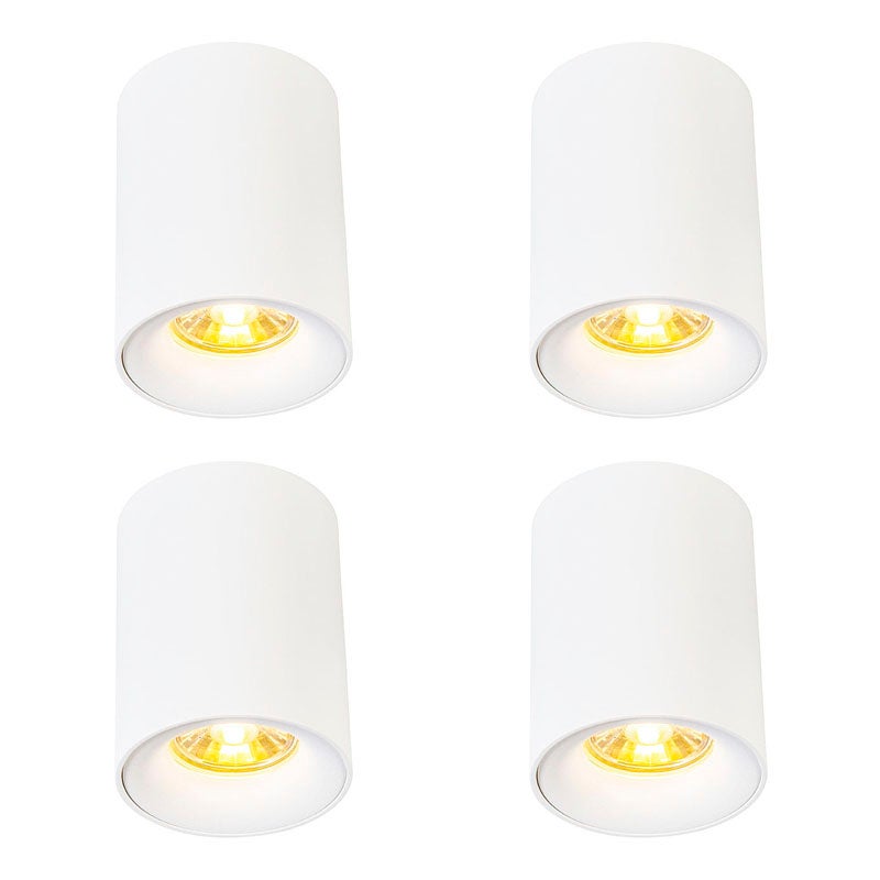 Zestaw 4 nowoczesnych reflektorów natynkowych białe GU10 50mm - Ronda