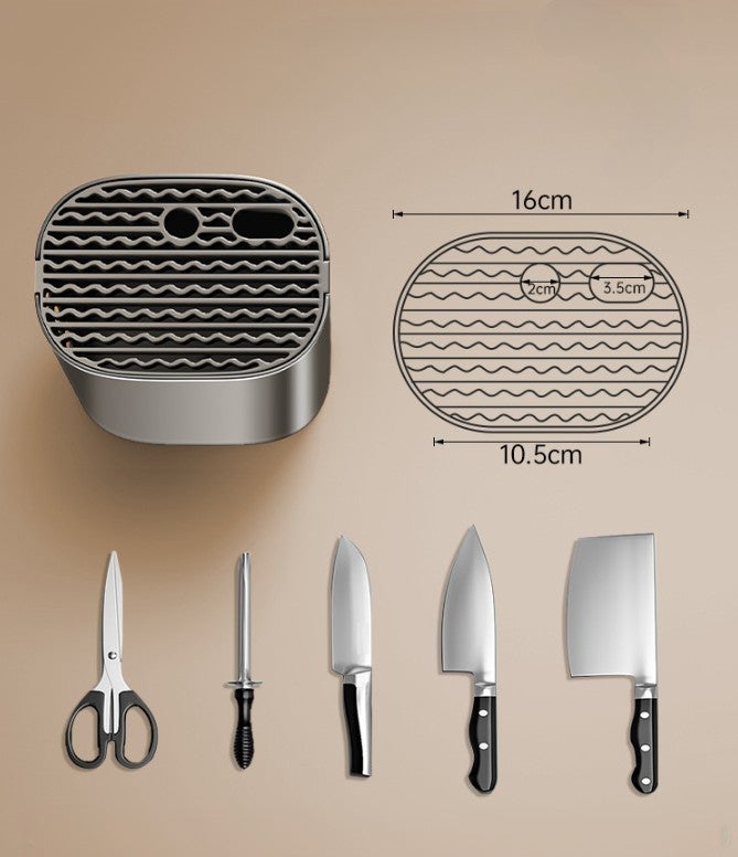 Soporte de cuchillos de cocina compacto de aluminio negro con escurridor y almacenamiento seguro 22×17×12 cm - 6