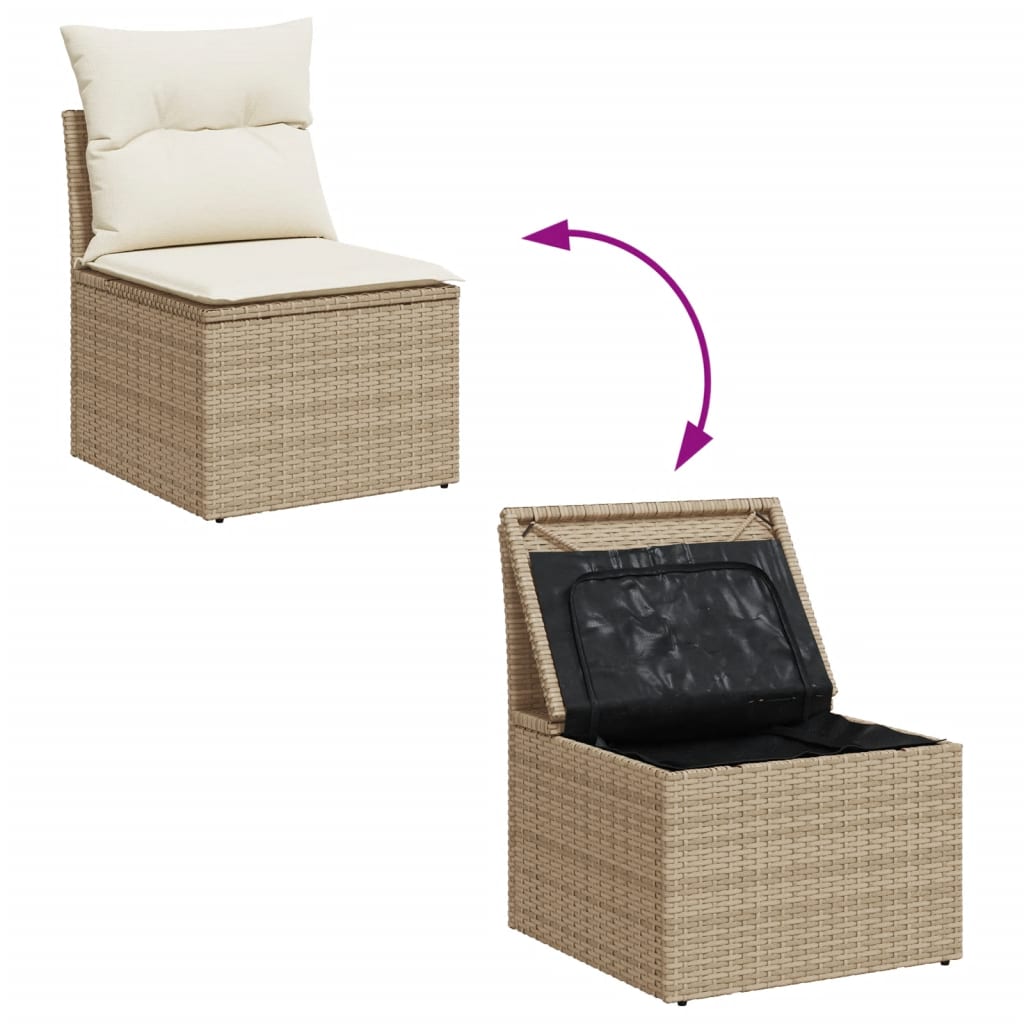 vidaXL Set Divano da Giardino 5 pz con Cuscini Beige in Polyrattan - 6
