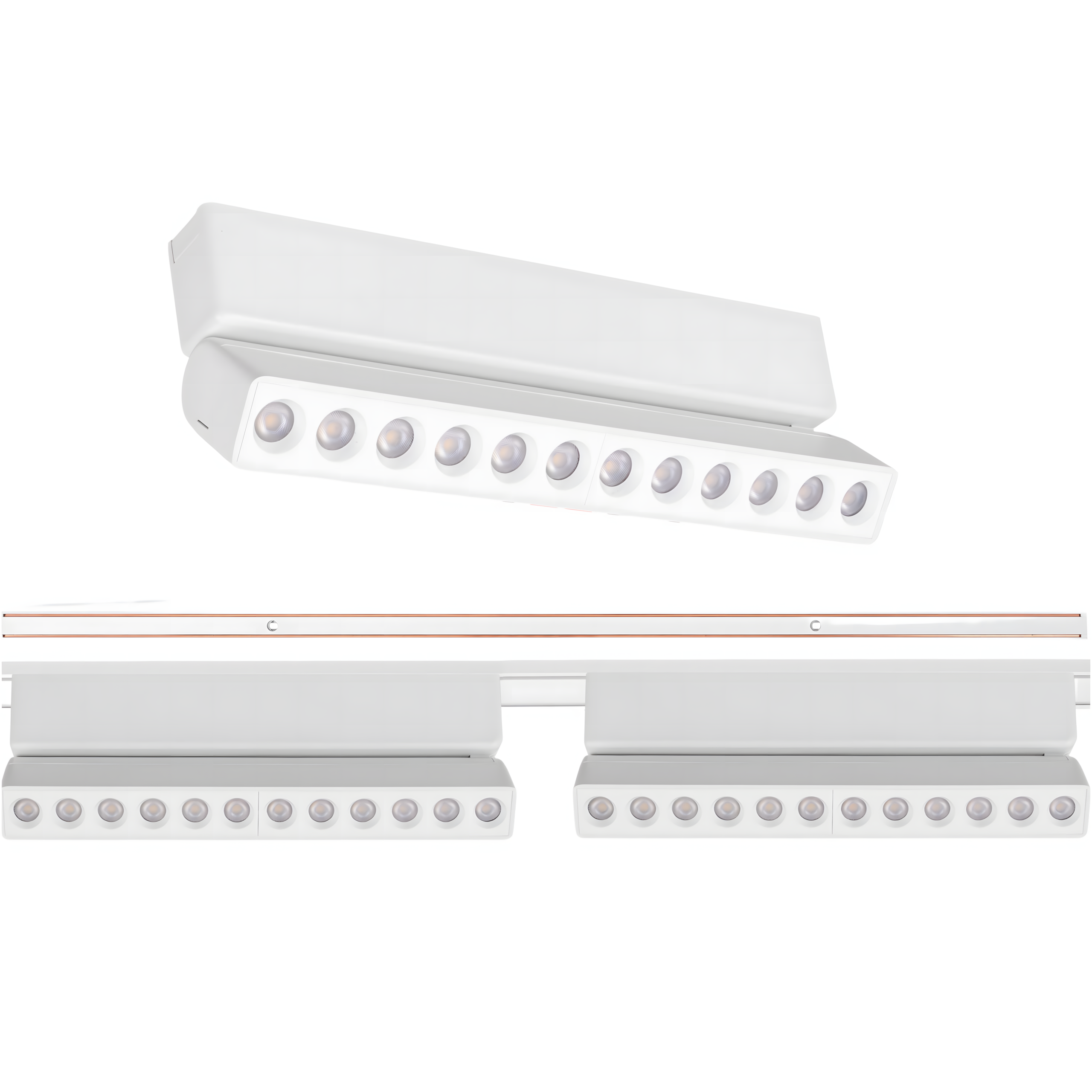 Zestaw oświetlenia szynowego LED Biały system magnetyczny szyna listwa 1m + 2 x lampa LED ze źródłem światła - LEDHOFF