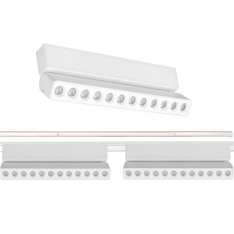 Zestaw oświetlenia szynowego LED Biały system magnetyczny szyna listwa 1m + 2 x lampa LED ze źródłem światła - LEDHOFF