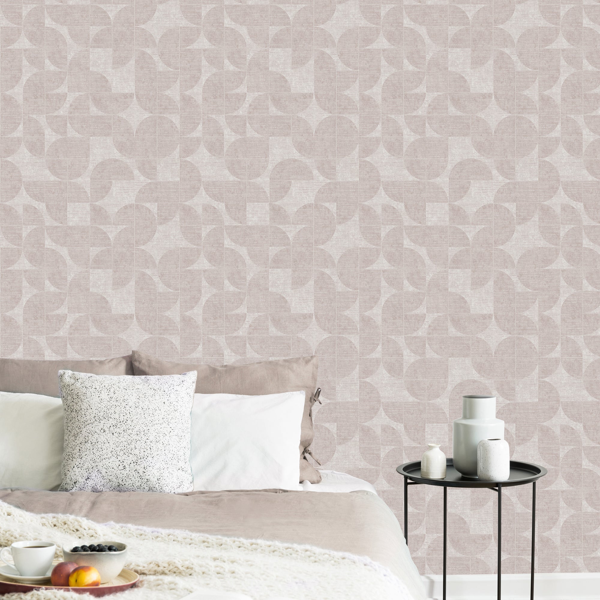 Papier peint intissé Quarts de cercle Livia 1005 x 52cm Rose | Leroy Merlin
