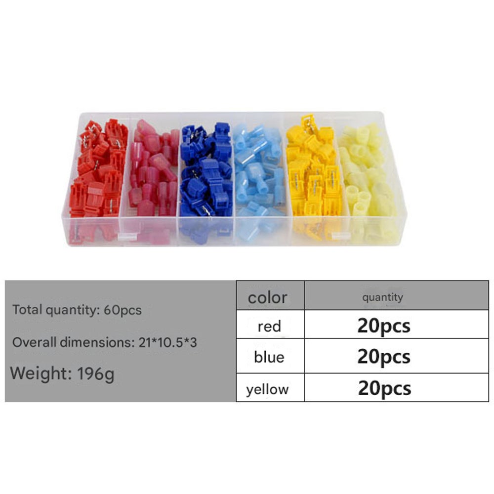 Scotch Lock | Connecteurs auto-dénudants | Kits de connecteurs rapides pour bornes électriques | Rouge 20 pièces Bleu 20 pièces Jaune 20 pièces - 5