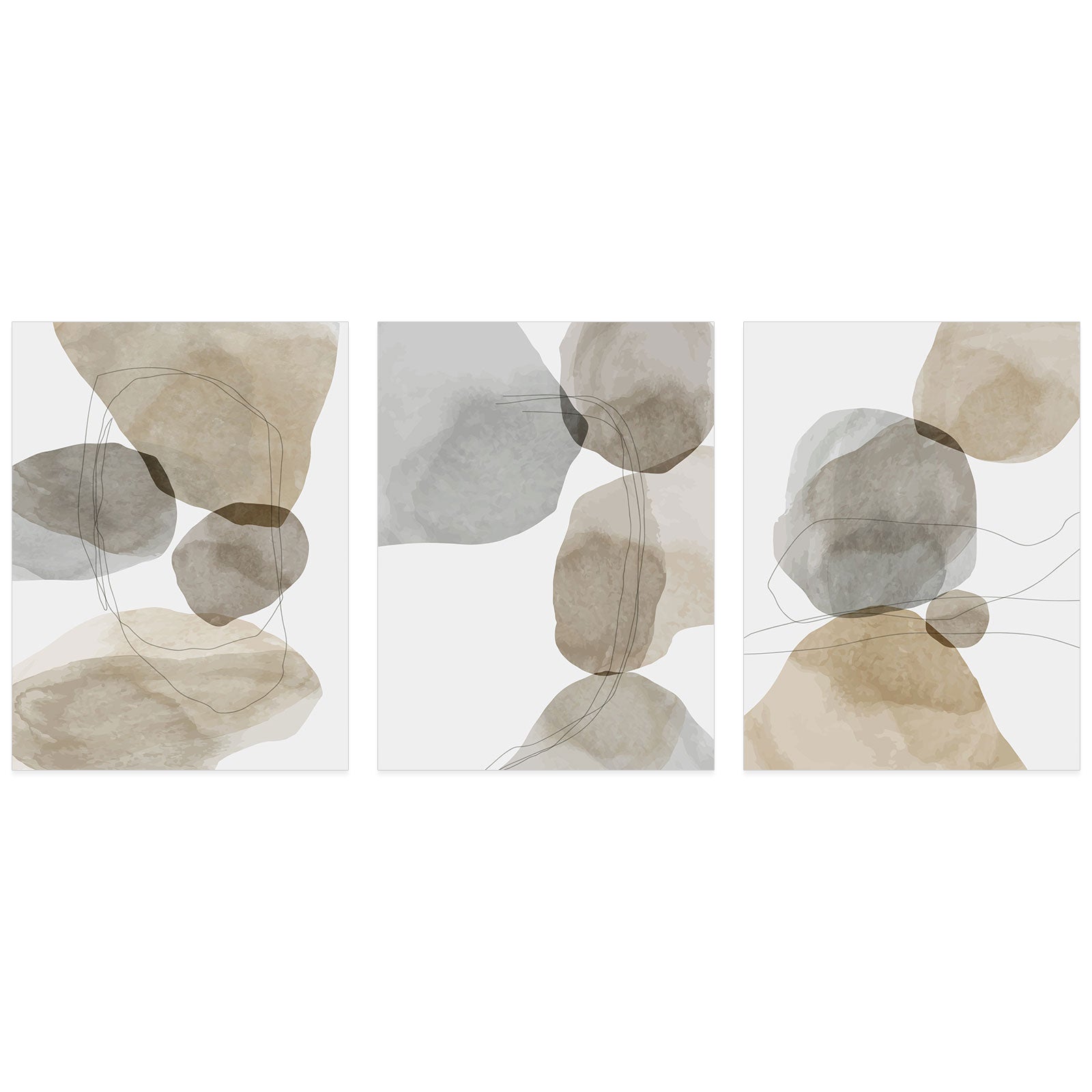 Lot de 3 Affiches / Posters Triptyque - Abstrait 3617689993041 - Bordure Noire et Blanche - 3 Affiches - 30x40 cm (Cadres non fournis) - 2