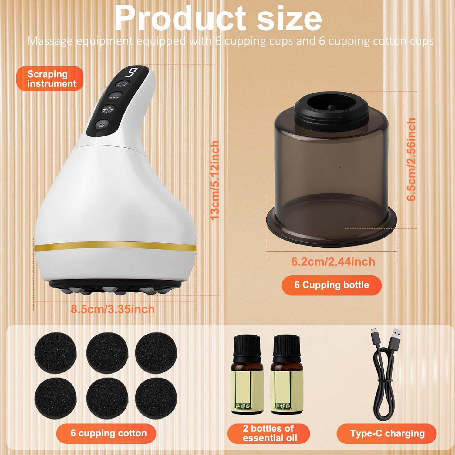 Massageador anticelulite, aparelho de massagem elétrico com ventosas, com 6 cabeças de sucção, infravermelho e calor, 9 níveis e 2 modos, para massa - 2