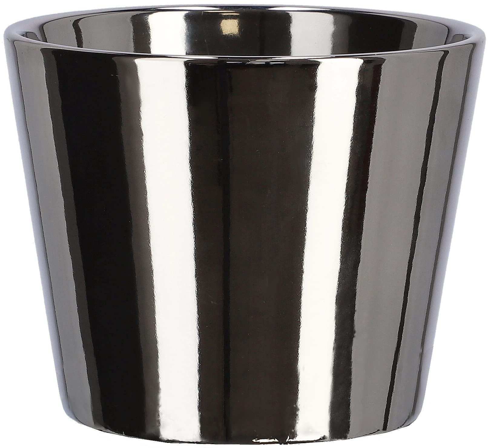 Donica doniczka srebrna osłonka 11 cm ceramika szkliwiona roślina dekoracja - KOTARBAU