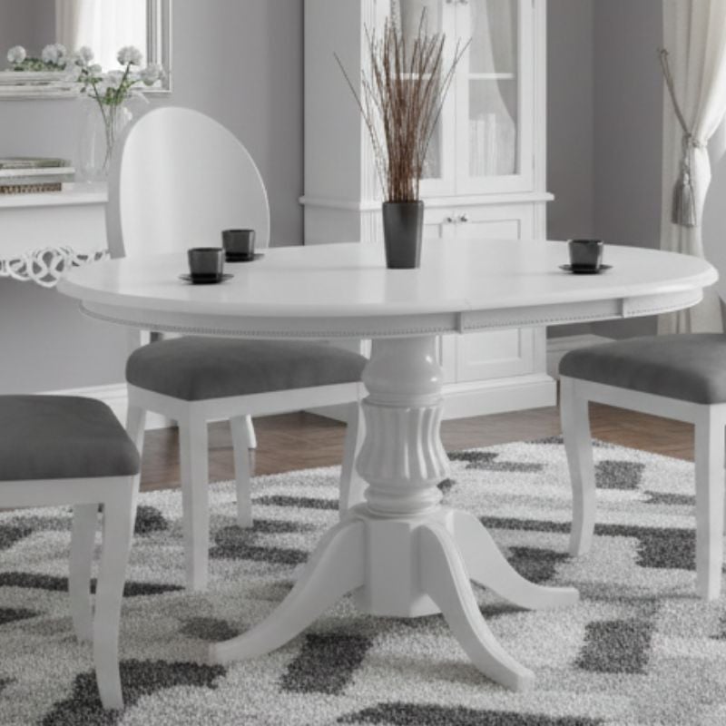Table blanche ronde extensible avec pied central Windsor - 3