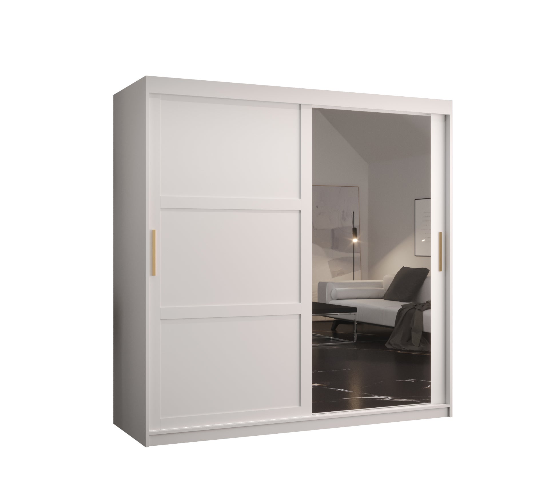 Szafa przesuwna garderoba RAMIRO 2 180 x 62 x 200 cm Biały - Abiks Meble