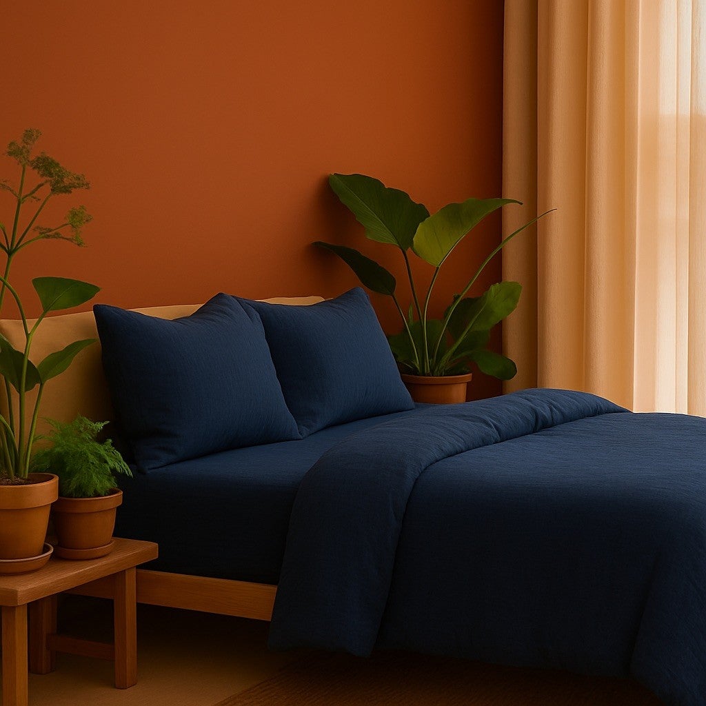 Parure de Lit en Gaze de Coton 240 x 220 cm - bleu - 2