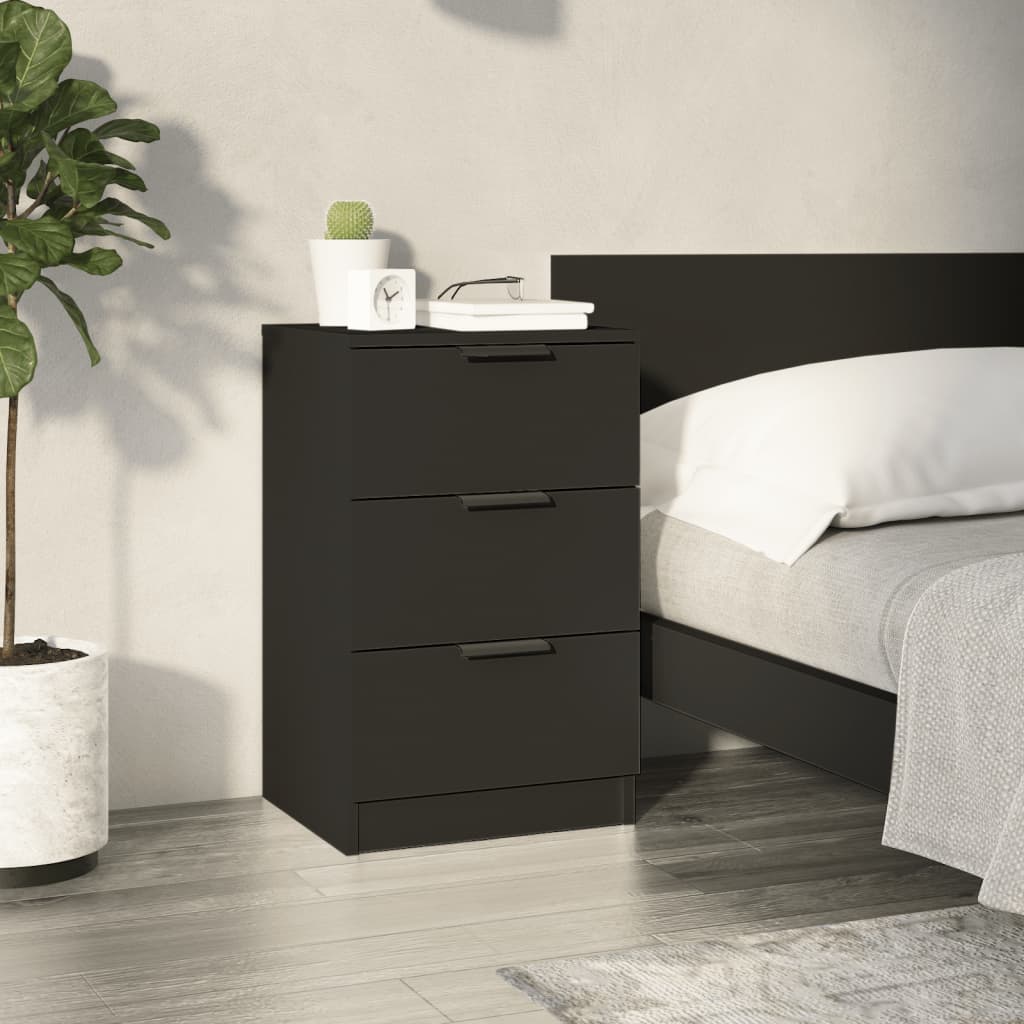 Table Chevet Suspendu avec Tiroir Noir Rotin Table de Nuit Moderne - Ciel & terre Commerce