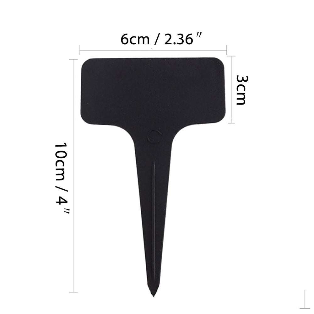 (100 pièces) Etiquette Jardin Exterieur Marqueurs en Plastique de Plantes Type T Plastique Etiquette Potager avec Stylo étanche Etiquetage (Noir） - 4