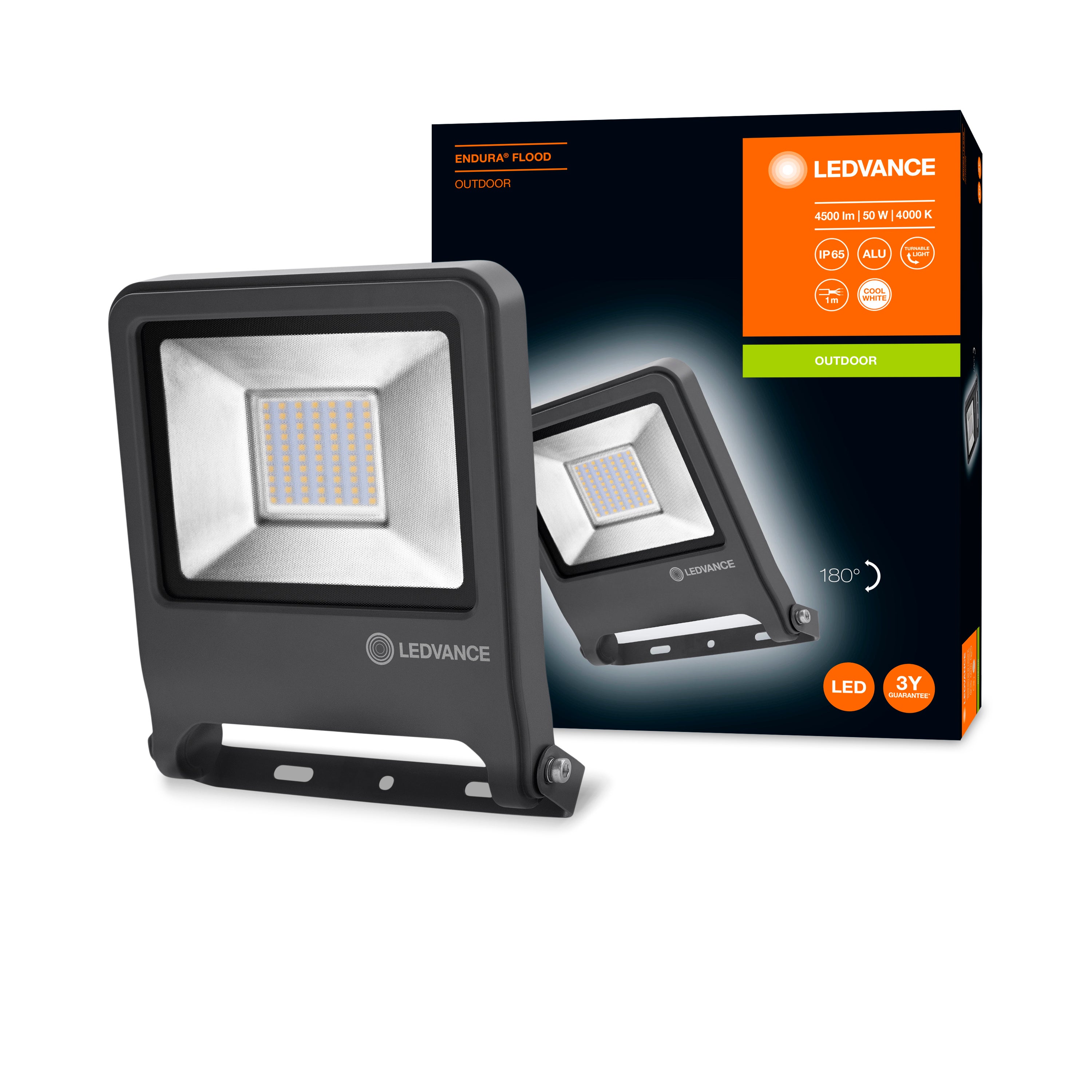 LEDVANCE Fluter LED pour mur, ENDURA FLOOD Cool White / 50 W, 220…240 V, Angle de rayonnement: 120°, Cool White, 4000 K, IP65 - 4