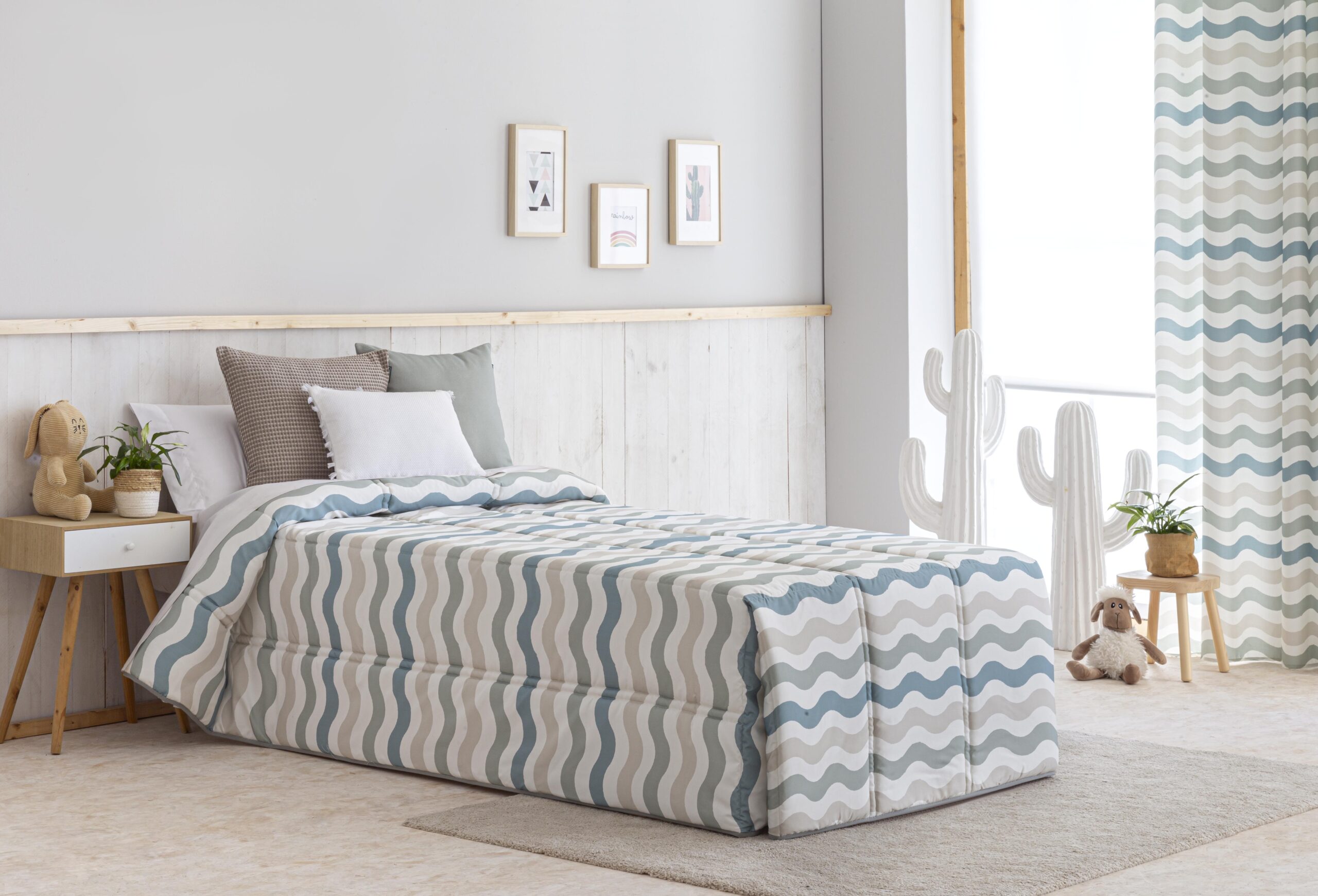 Edredón conforter infantil dunas relleno 200 gr turquesa para cama de 135 cm