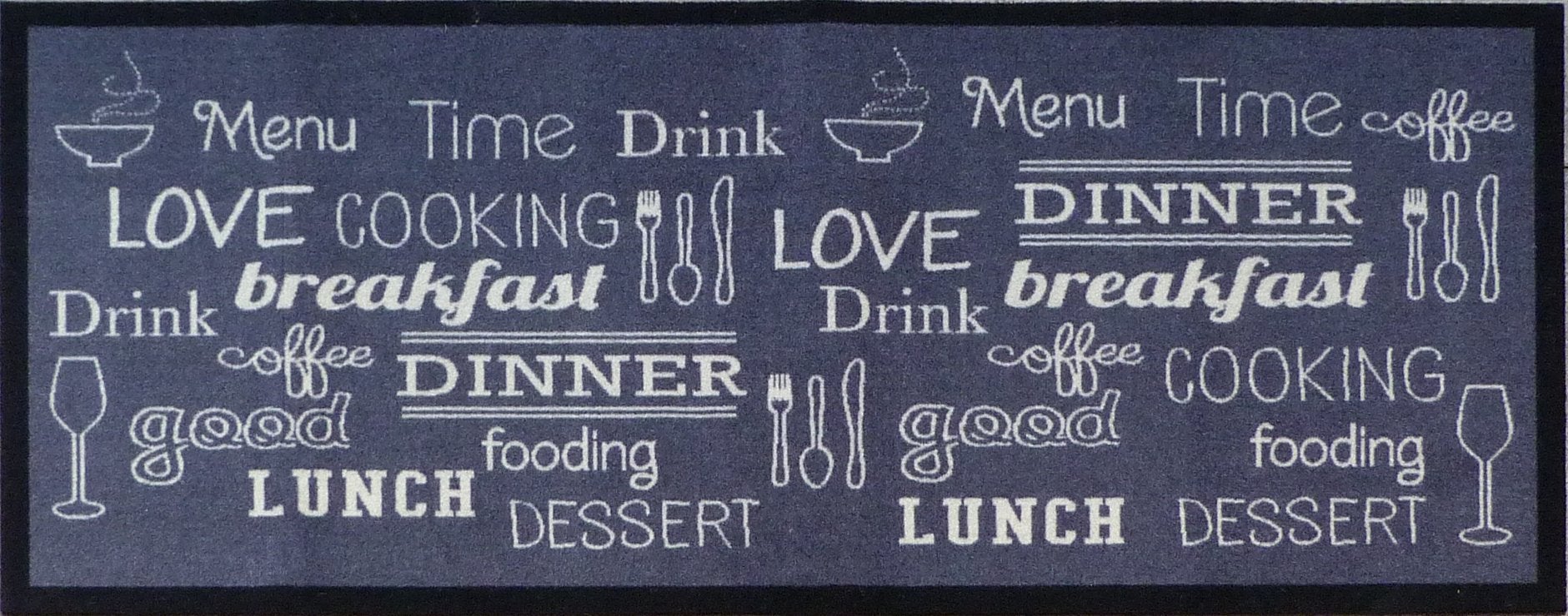 Tapis de cuisine " Breakfast lunch " en velours abosorbant - Largeur 50