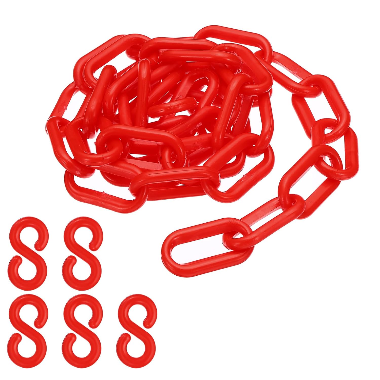 Łańcuchy plastikowe w kolorze czerwonym, 100 cm, 6 mm, do barier, parkingów, ogrodzeń, bram i dekoracji