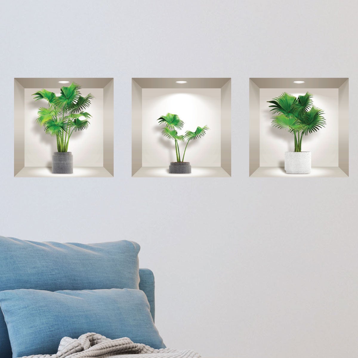 Adesivo effetto 3D palme in vaso marmorizzato - Sticker adesivo - adesivi murali - 30x90cm - 2