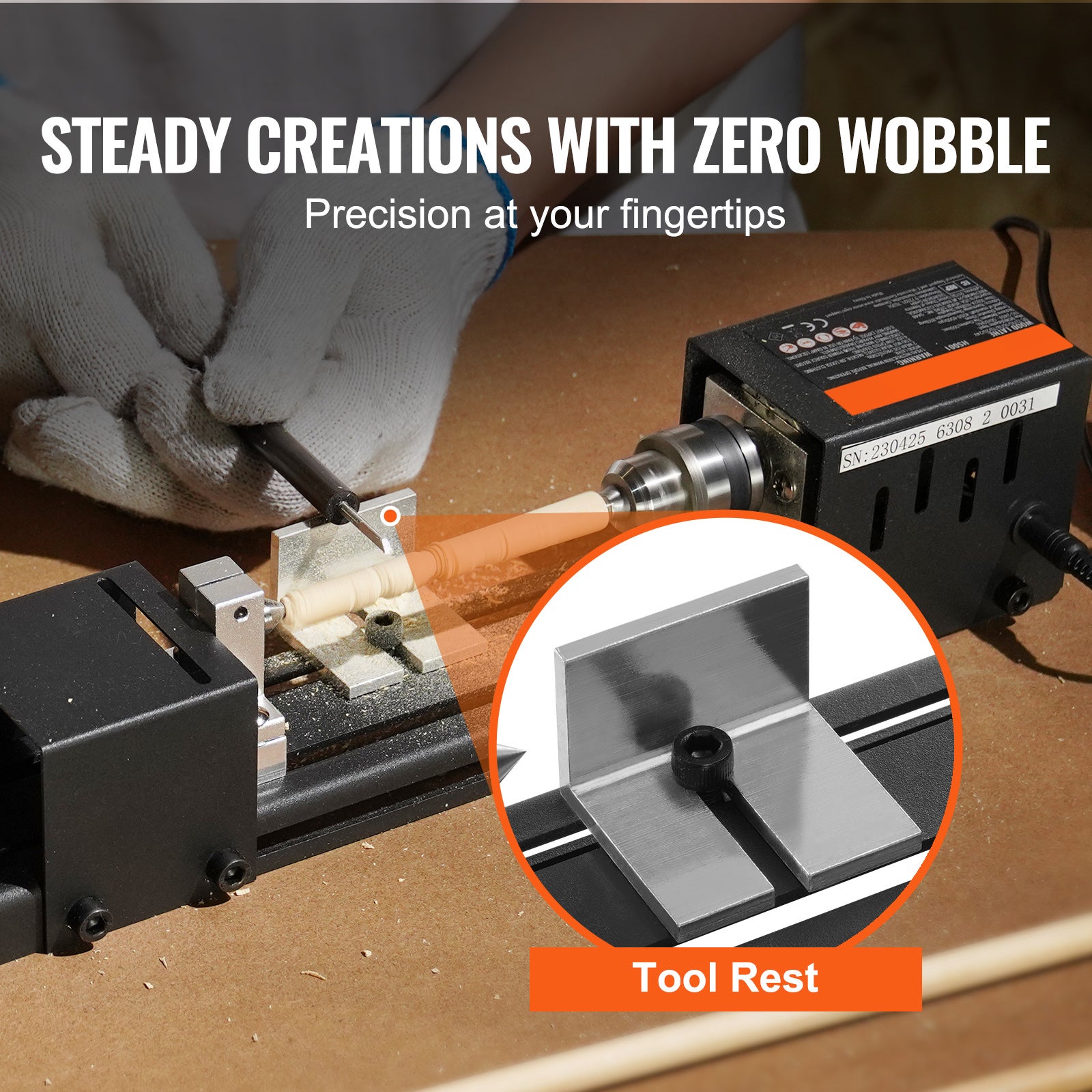 Mini torno para madeira,SucceBuy 2,76 x 6,3 polegadas,24V CC,96W,7 velocidades,furadeira de madeira DIY - 5