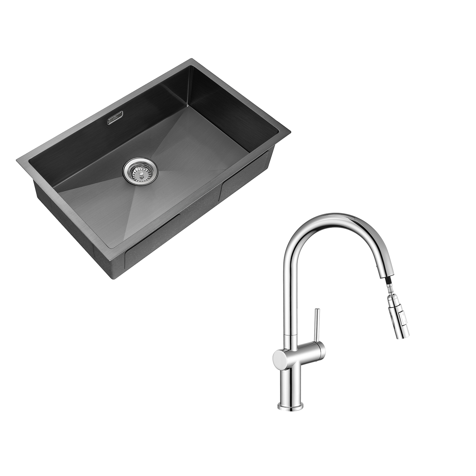 VBChome Évier Encastrable Acier Inox 57x44 Cm – 1 Bac Avec Plateau De Rangement, Moderne