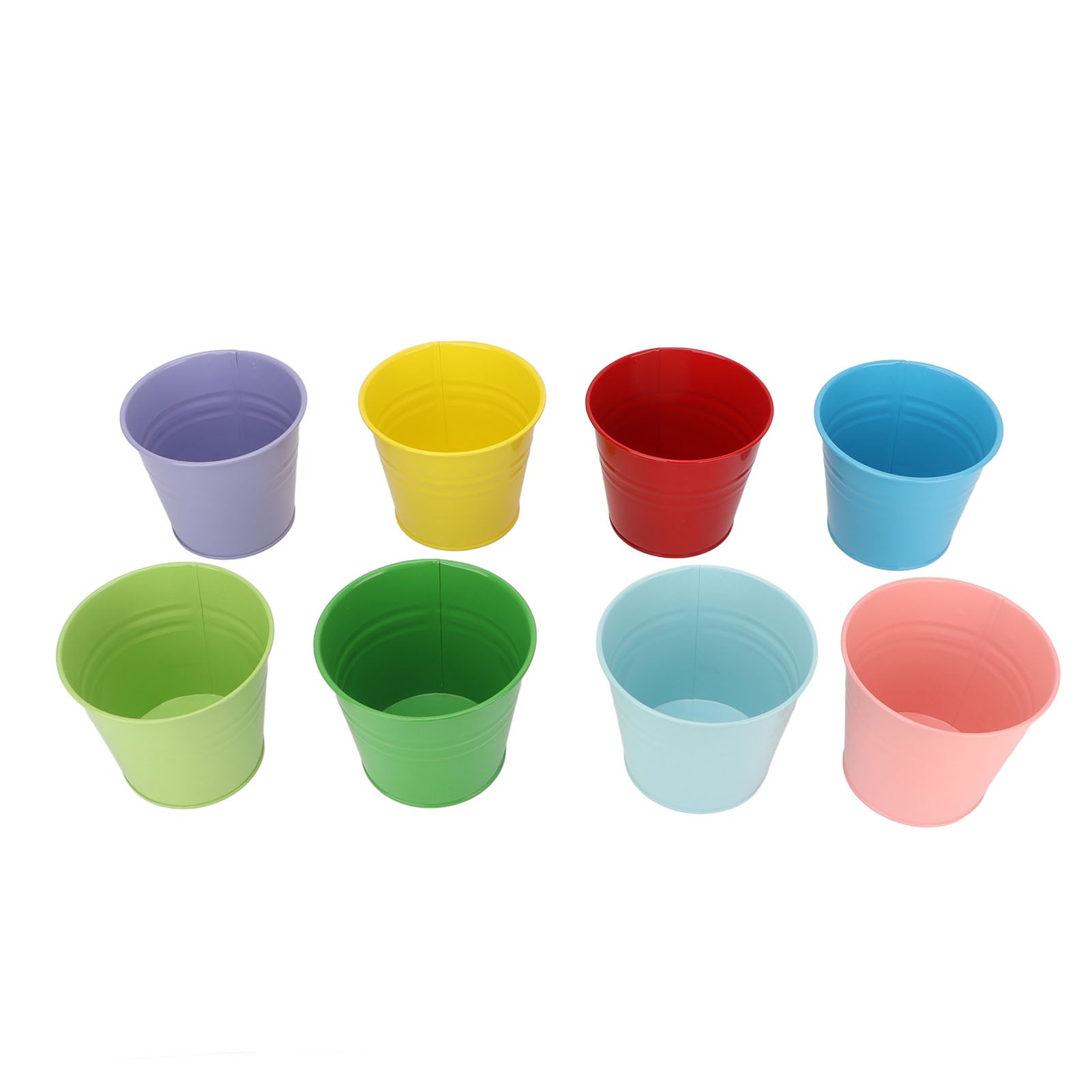 Set di 8 vasi da appendere, vasi decorativi colorati in ferro con ganci staccabili per ringhiere, recinzioni e balconi - 4