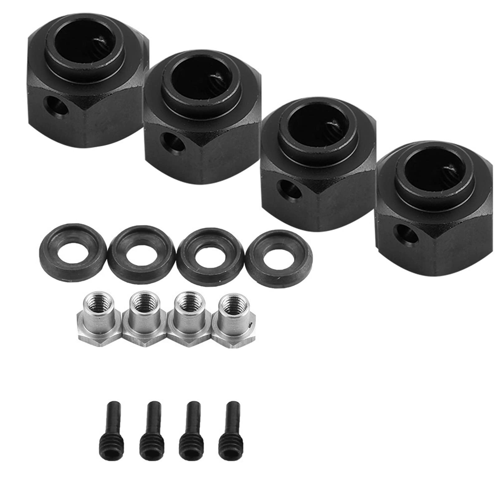 Dilwe Adattatore Esagonale RC, Adattatore Esagonale in Metallo per Esagonale con Ruota di Prolunga RC Compatibile con D90 AX10 CC01 SCX10 (Nero
