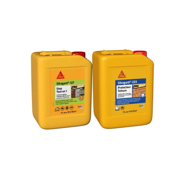 Pack Traitement et Protection Toiture SIKA - Sikagard-127 Stop Tout en 1 5L - Sikagard-223 Protecteur Toiture 5L