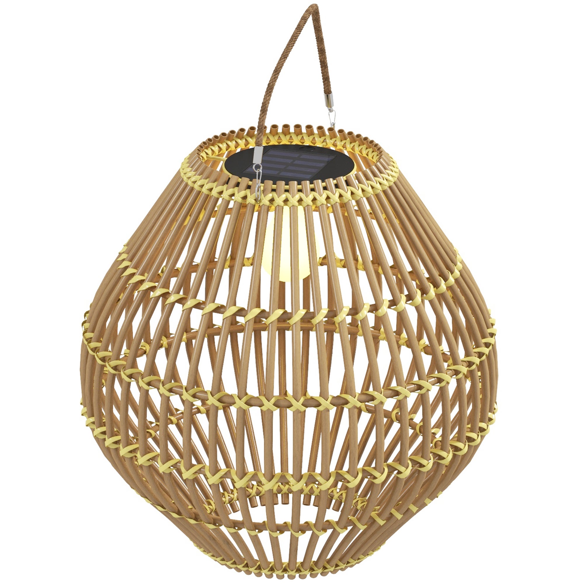 Lampa solarna ogrodowa z rattanu z czujnikiem światła, wodoodporna, do ogrodu, na patio i ścieżkę