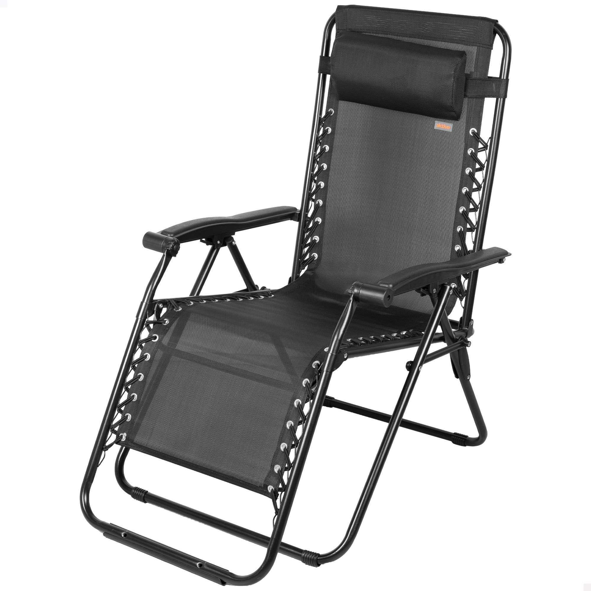 Aktive silla plegable jardín gravedad cero 52x68x104 cm negro 2 posiciones