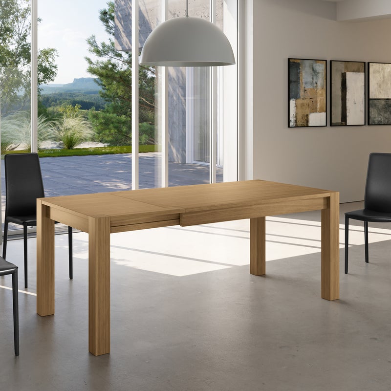 Drewno - Stół rozkładany (140/190 x 80 cm) w okleinie dębowej brązowej