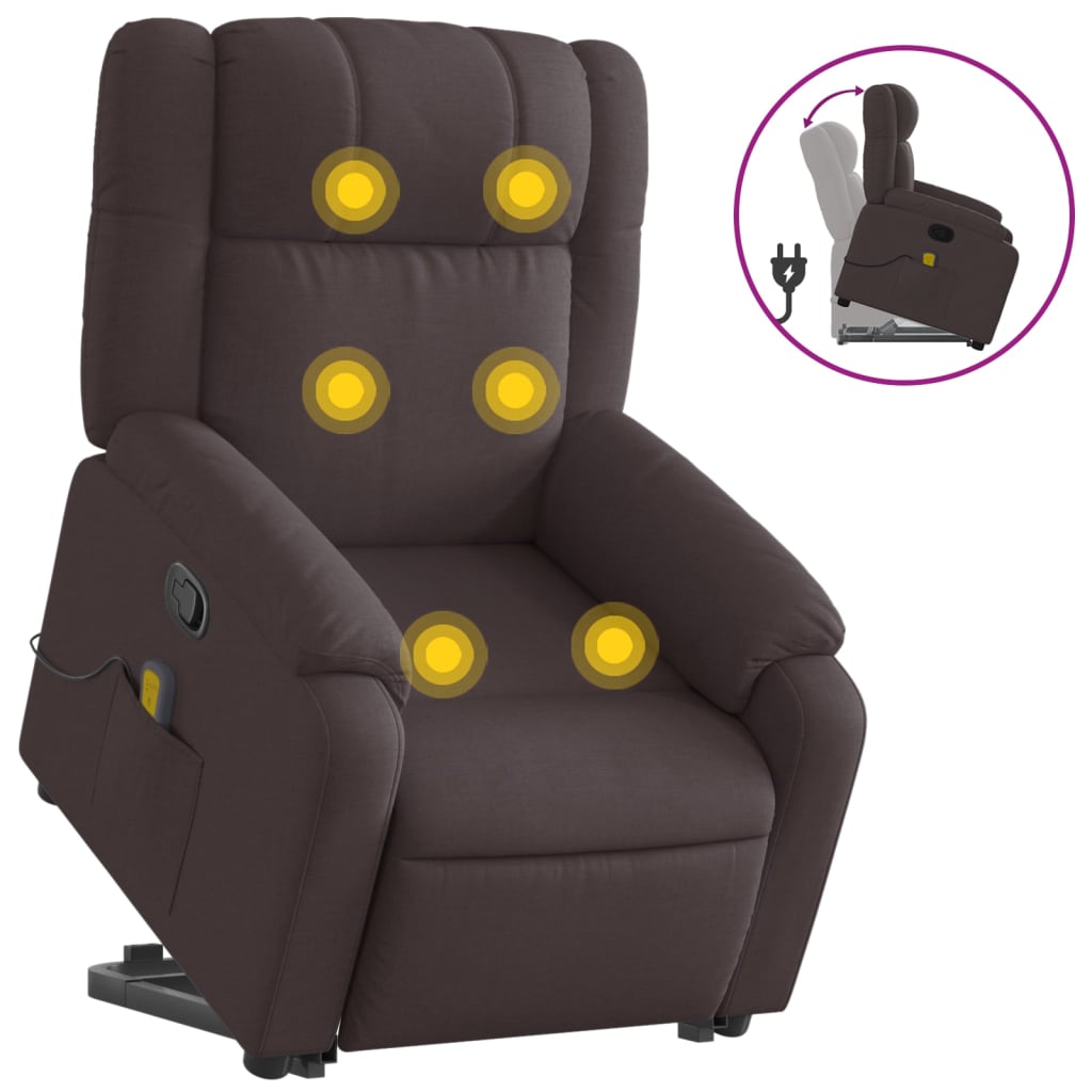 Silla de masaje | sillón de relax | silla de relax reclinable de pie de tela marrón oscuro cfw690531