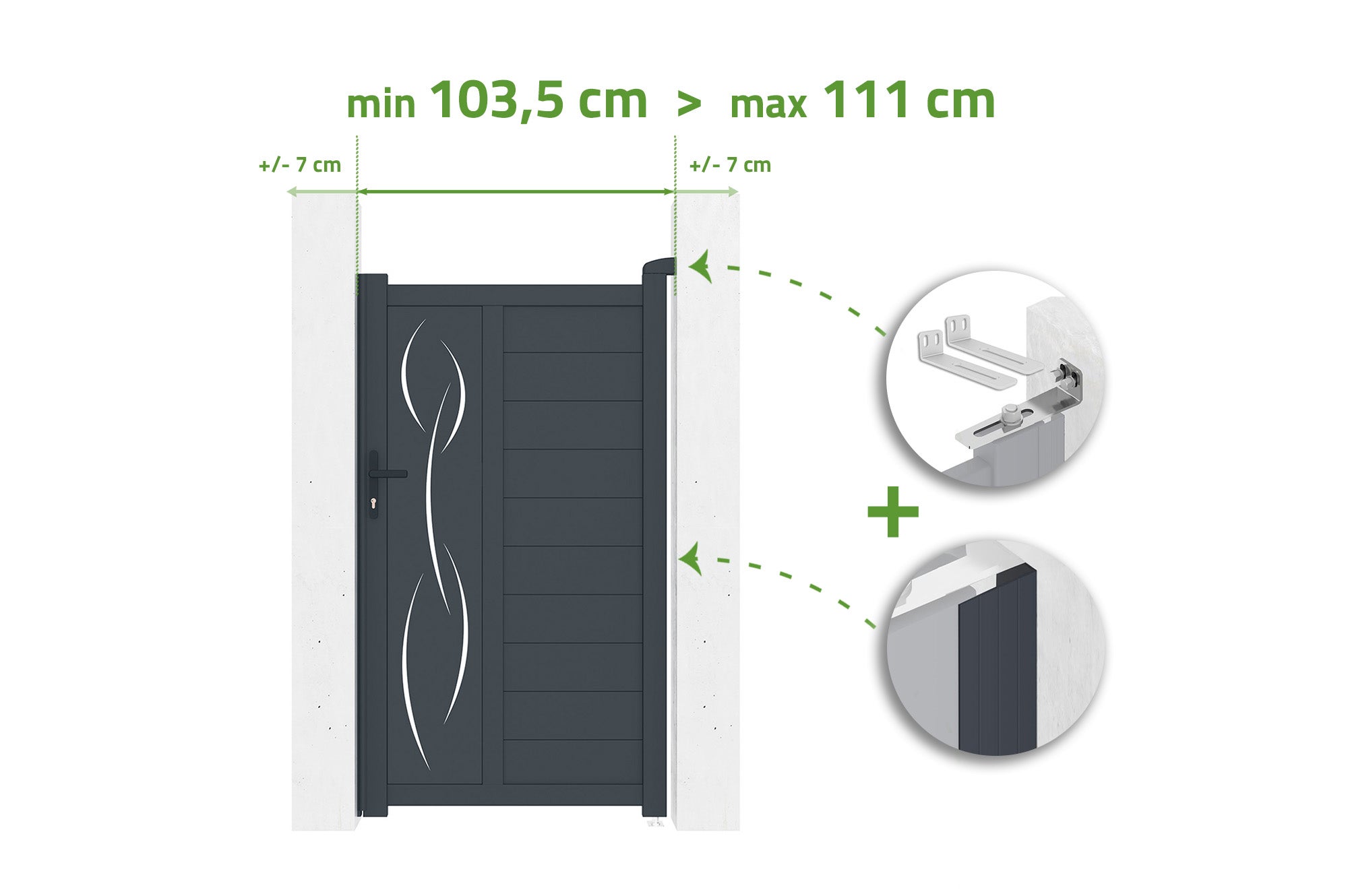 Brama regulowana o szerokości 1m LIFE H.180cm szare aluminium